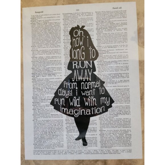 Alice In Wonderland Dictionary Art Print - Picture 2 of 2